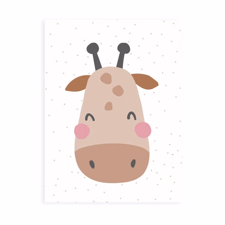 Póster infantil de papel con ilustración de jirafa de Nicolasito, color beige, 30 x 40 cm