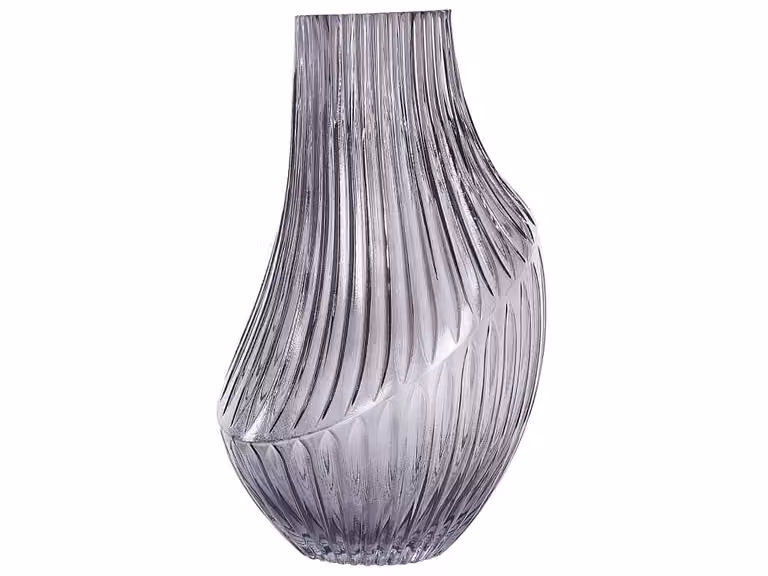Jarrón de vidrio moderno Beliani para flores, color gris, Altura: 36 cm