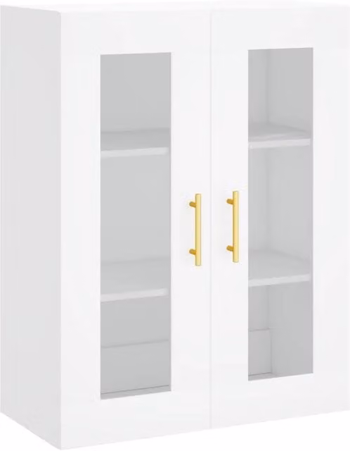 Armario de pared blanco con puertas de cristal de HELLOSHOP26, An/P/Al: 69,5 x 34 x 90 cm
