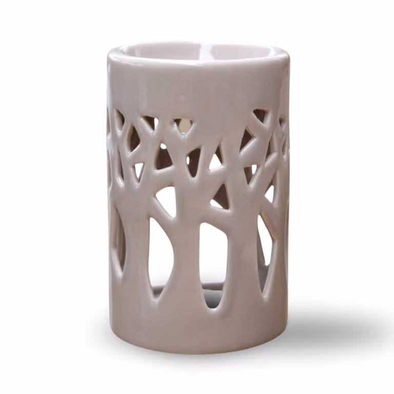 Quemador de aroma cilíndrico calado Zen'Arôme de cerámica color gris para tealight