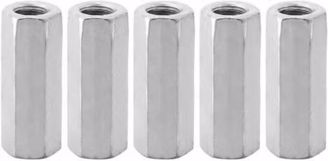 Tuerca de manguito hexagonal M12 de acero galvanizado color plata MIMIY para conector de varilla roscada