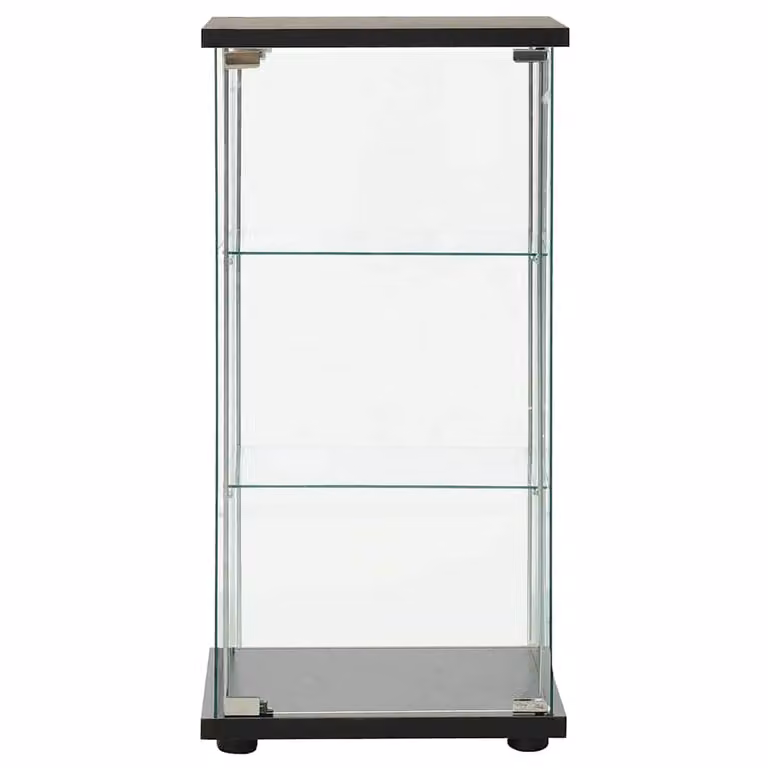 Aparador de almacenaje moderno vidaXL con puertas de vidrio templado y estantes internos en color negro y transparente