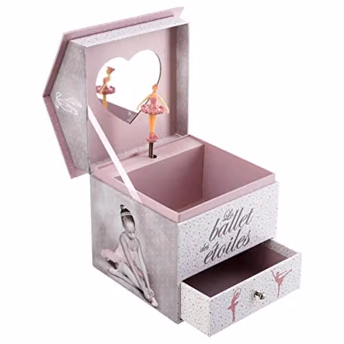 Caja musical con bailarina y forma de corazón de Atmosphera en color rosa, An/P/Al: 14,3 x 14,2 x 16 cm