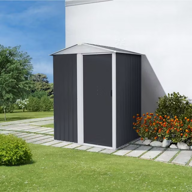 Cobertizo para herramientas Home Deluxe BOHIO S de acero galvanizado color antracita An/P: 151 x 189 cm