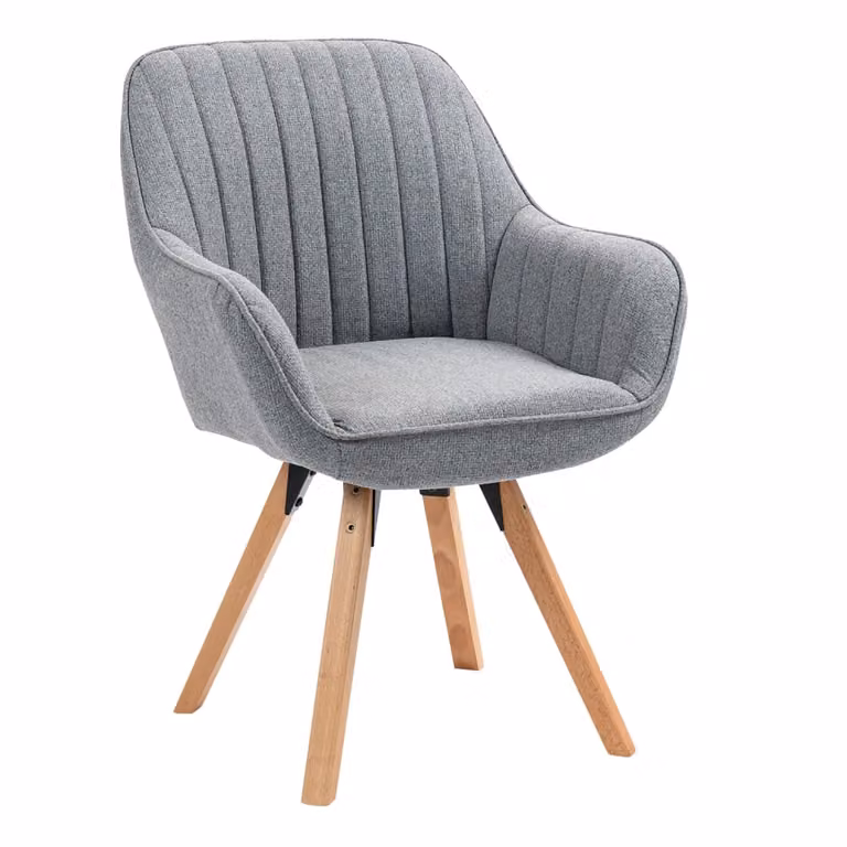 Sillón giratorio 360 grados Meubles Cosy en tejido gris con estructura de metal y madera de haya