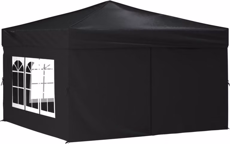 Carpa plegable para fiestas Syfax con paredes laterales y ventanas en color negro y plata, An/P/Al: 300 x 291 x 245 cm