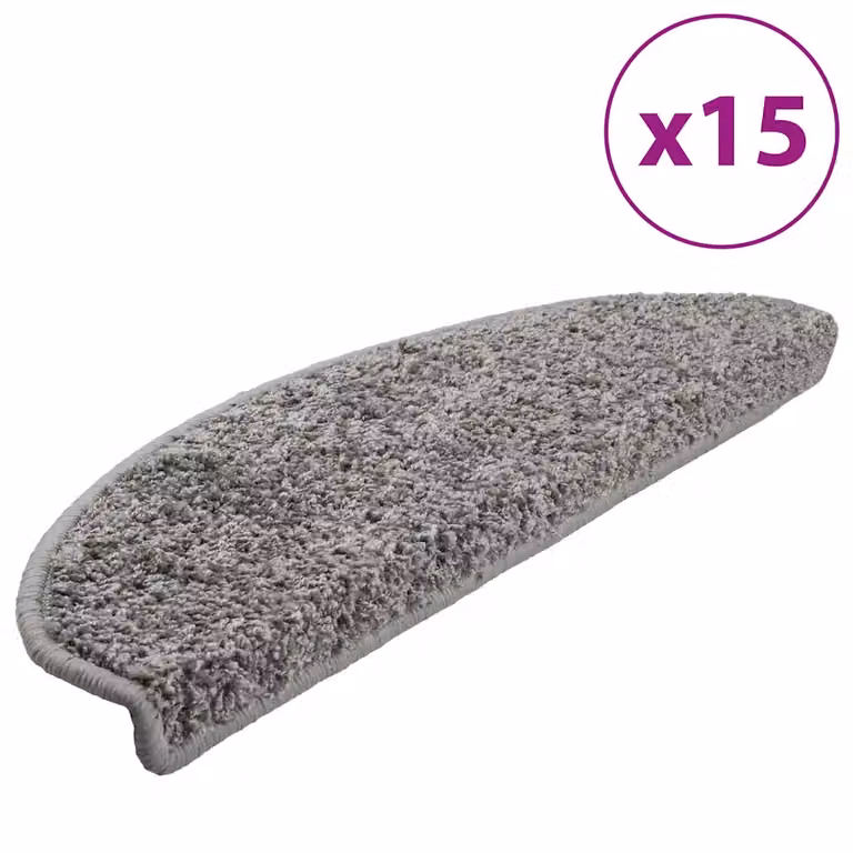 Set de 15 felpudos para escaleras vidaXL de polipropileno, antideslizantes y absorbentes de sonido, color gris, An/P/Al: 65 x 40 x 2,1 cm