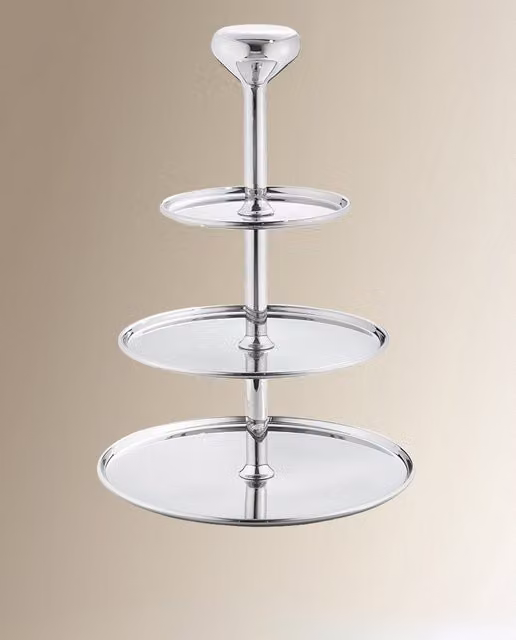 Frutero de 3 pisos Alfredo de Georg Jensen en acero inoxidable color plata