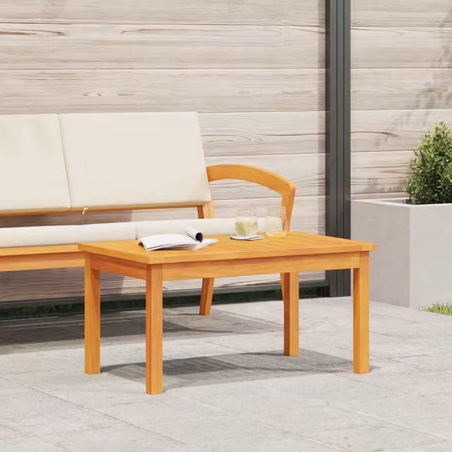 Mesa de café rectangular Maison Exclusive de madera de acacia sólida con acabado en aceite natural color marrón