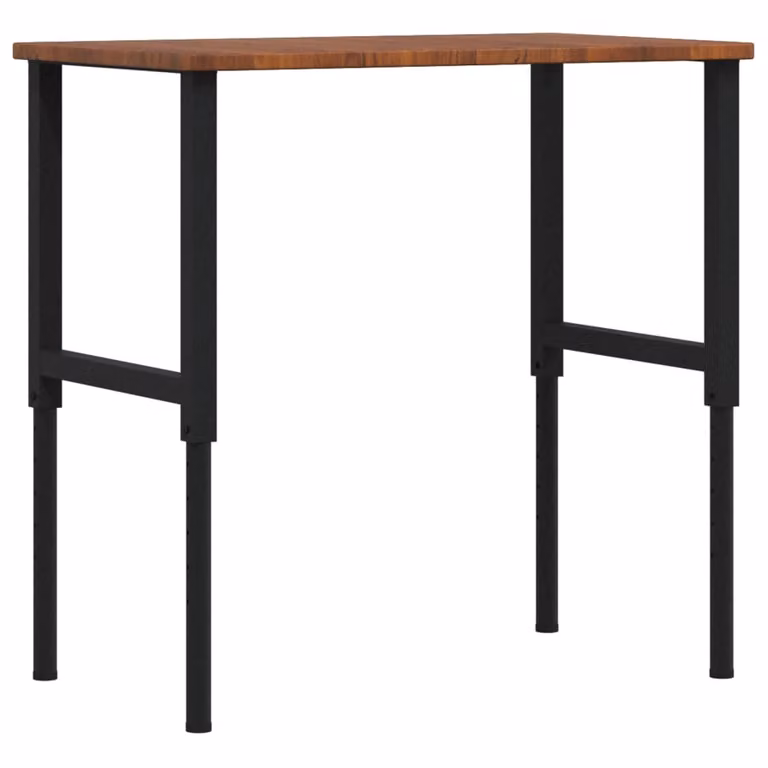 vidaXL Banco de trabajo rectangular de madera maciza y metal, color marrón, An/P/Al: 100 x 60 x (71,5-98) cm