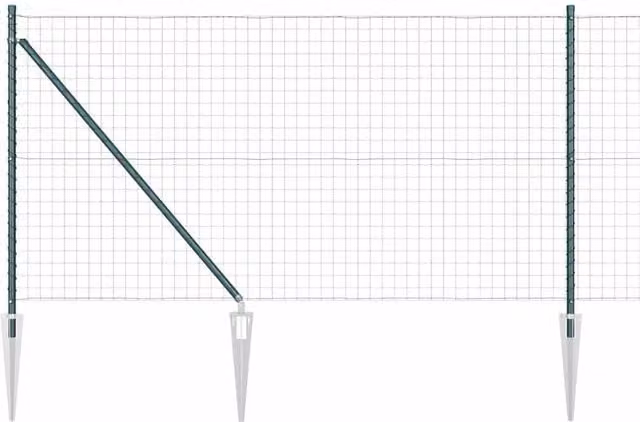 Valla euro exterior con picos SYFAX de acero recubierto de PVC color verde, An/Al: 100 x 100 cm, Altura: 1 m