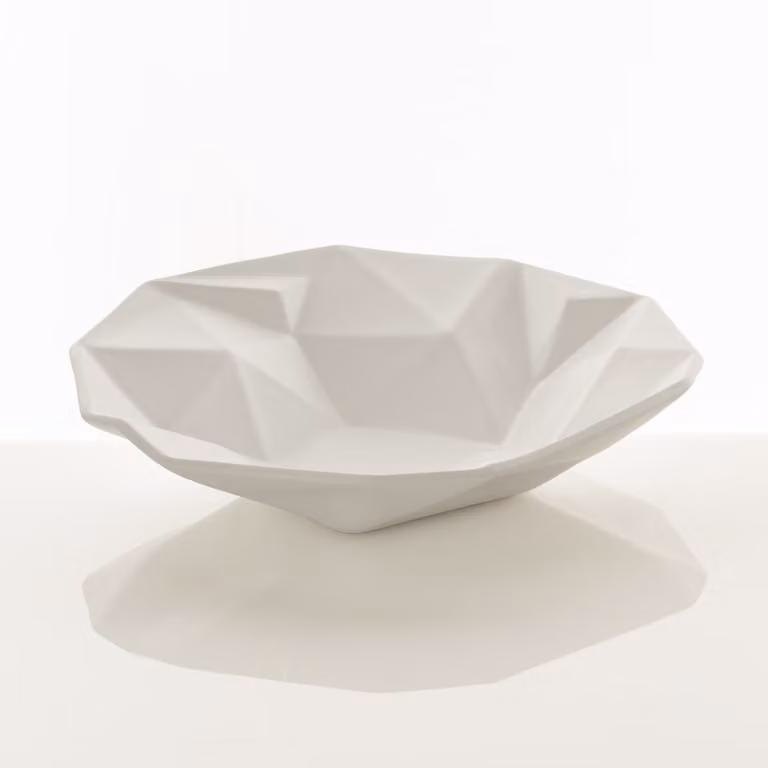 Vaciabolsillos decorativo ORESTELUCHETTA de cerámica blanca mate, forma cuadrada, An/An/Al: 40 x 40 x 8 cm