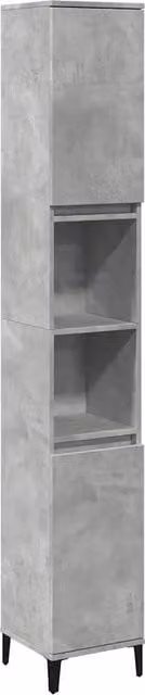 Mueble de baño industrial HELLOSHOP26 en madera gris con puertas y estantes internos, An/P/Al: 30 x 30 x 190 cm