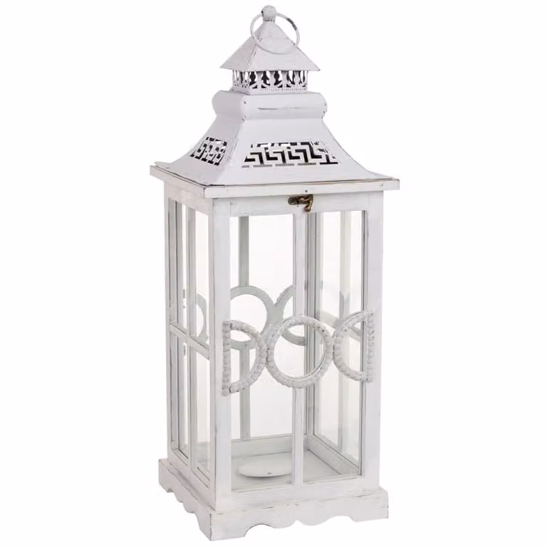 Farol de madera Wanderlust deco blanco estilo rústico para colgar An/P/Al: 23 x 23 x 60 cm