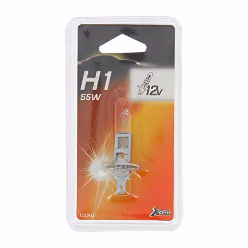 Ampolla de halógeno Xltech H1 12V 55W color blanco transparente para coche