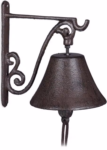 Set de 5 campanas de puerta rústicas de hierro fundido Relaxdays en color marrón para montaje en pared