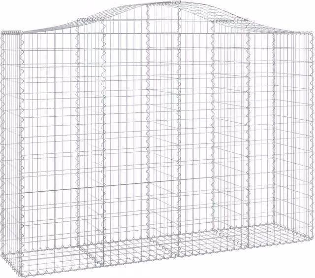 Set de 30 cestas gaviones SYFAX de hierro galvanizado color plata con forma de arco, An/P/Al: 200 x 50 x 140/160 cm