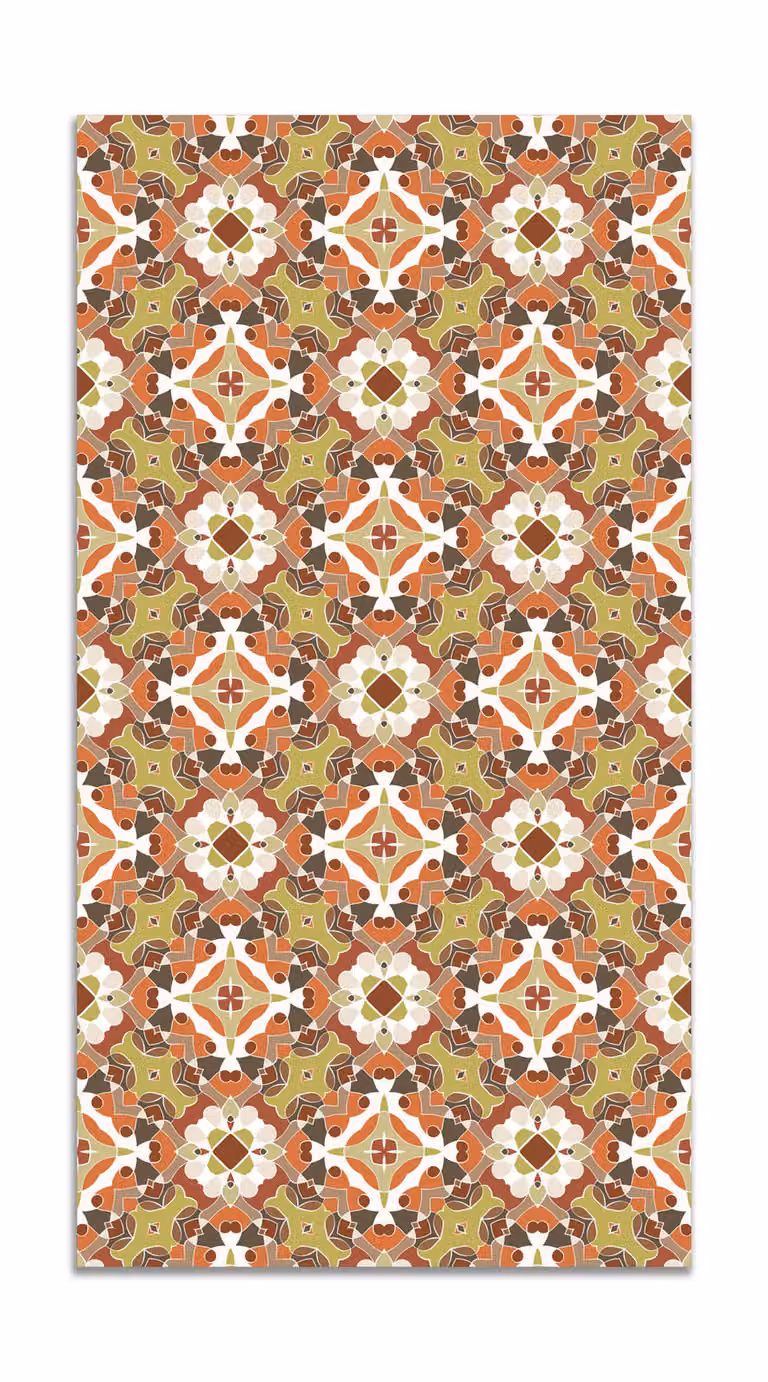 Alfombra vinílica de estilo oriental naranja para salón o comedor, An/P: 100 x 140 cm