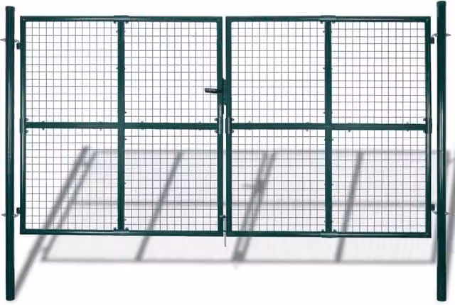 Puerta doble para valla de acero vidaxl color verde An/Al: 306 x 200 cm