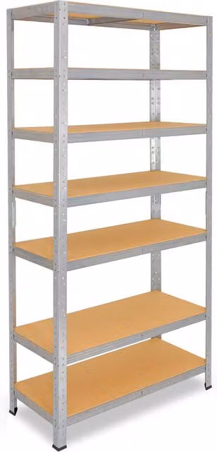 Estantería industrial Shelfplaza de metal y madera en color plata con 7 baldas ajustables, An/P/Al: 100 x 45 x 230 cm