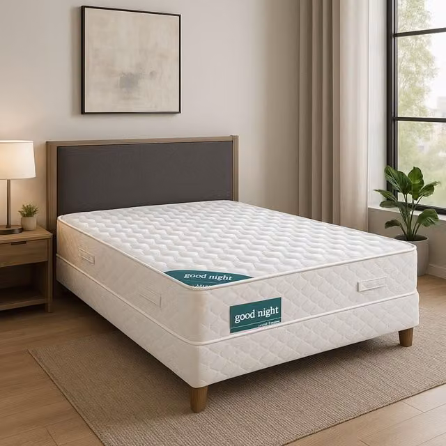 Colchón de espuma de alta resiliencia Nuits d'Or de firmeza H4 en color blanco, An/P/Al: 200 x 180 x 21 cm, incluye almohada de memoria y protector de colchón