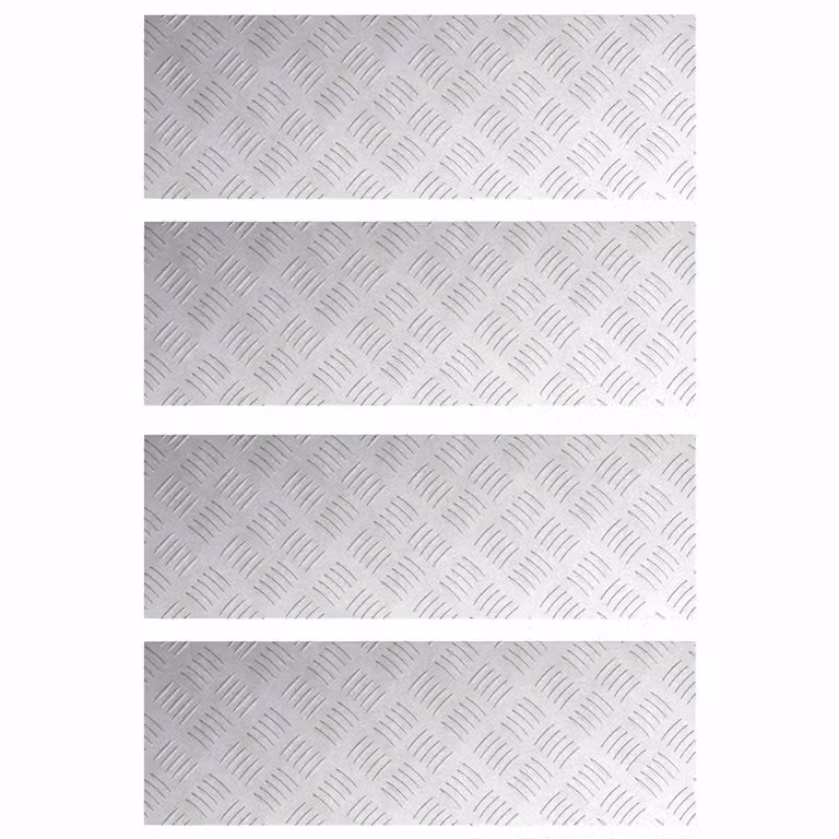 Set de 4 peldaños rectangulares vidaXL de aluminio color plateado, 75 x 25 cm