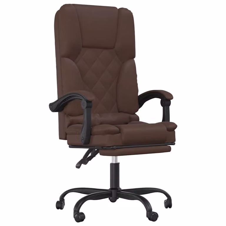 Silla de oficina ejecutiva reclinable con masaje vidaXL en cuero sintético marrón