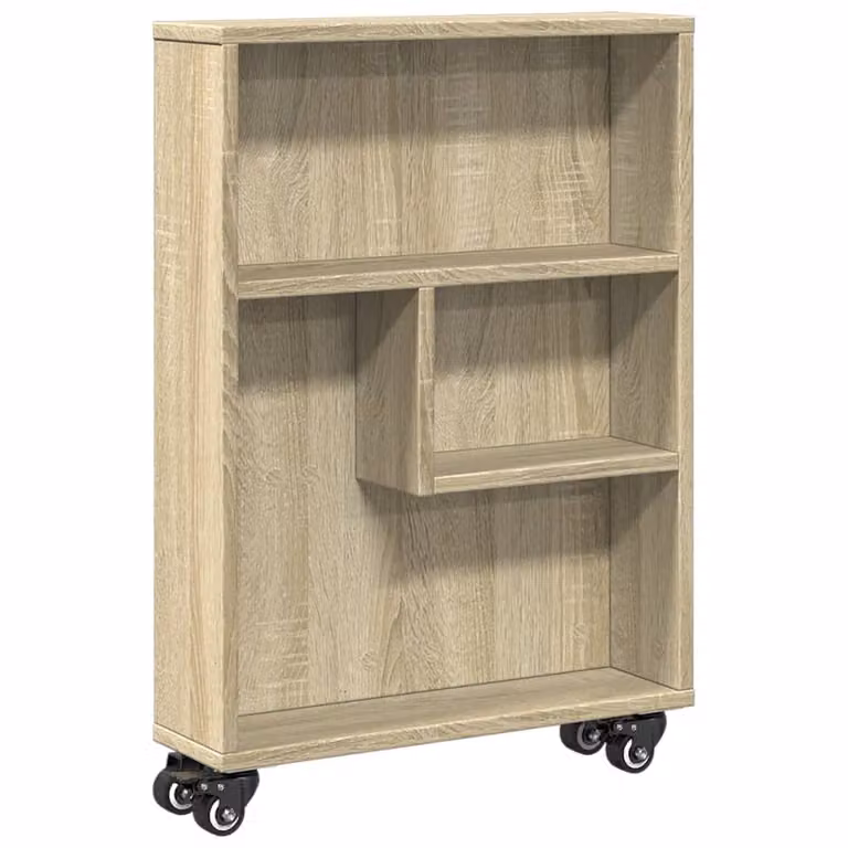 Carrito de almacenaje estrecho vidaXL en color roble sonoma con ruedas An/P/Al: 48 x 13 x 68 cm