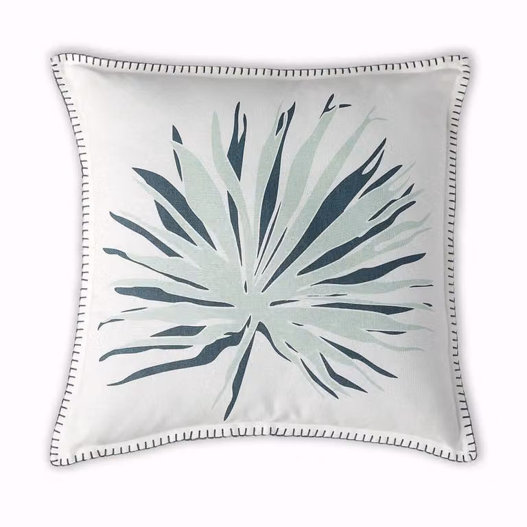 Cojín cuadrado Febronie de algodón con diseño floral boho en azul y beige, An/An/Al: 50 x 50 x 50 cm