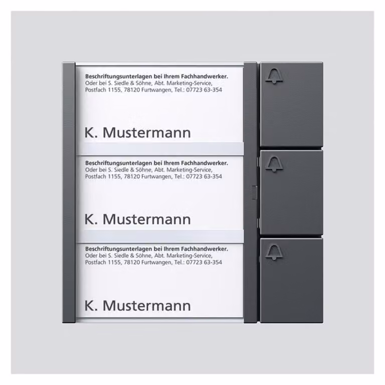 Módulo de teclas Siedle&Söhne TM 612-3DG con 3 botones en color gris oscuro