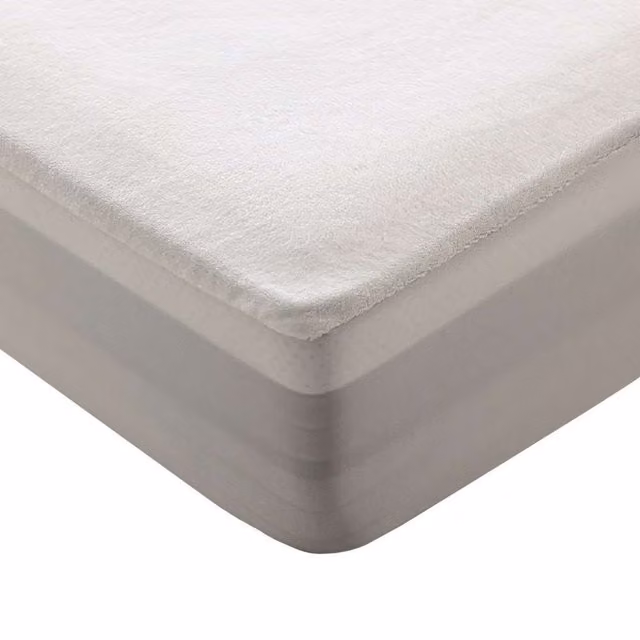 Protector de colchón Nalui blanco impermeable de microfibra con membrana de PU, An/P: 160 x 200 cm, Altura: 30 cm