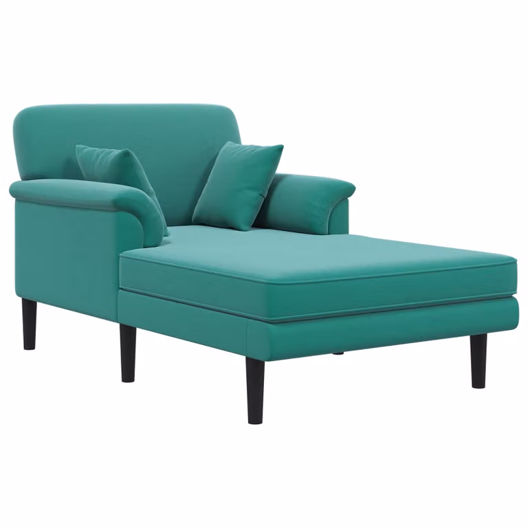 Chaise longue moderna vidaXL en terciopelo color turquesa con forma en L y cojines incluidos