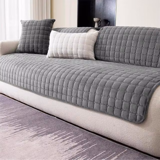 Funda de sofá de franela XISRENS para sofá esquinero en forma de L, color gris, Ancho: 70 cm, Largo: 180 cm