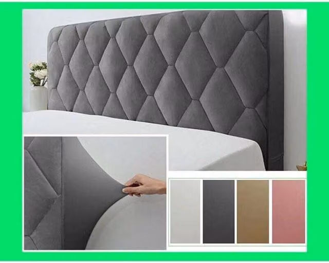 Funda elástica gris de 200 cm para cabecero de cama Choyclit, decorativa y lavable en mezcla de algodón y poliéster