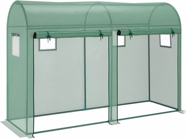 Invernadero NORTHIX verde con estructura de acero, cubierta de plástico y 4 ventanas, An/P/Al: 300 x 100 x 200 cm
