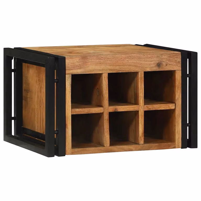 Set de 2 estantes para vino vidaXL de madera de acacia y metal en color marrón y negro, An/P/Al: 46 x 35 x 27,5 cm