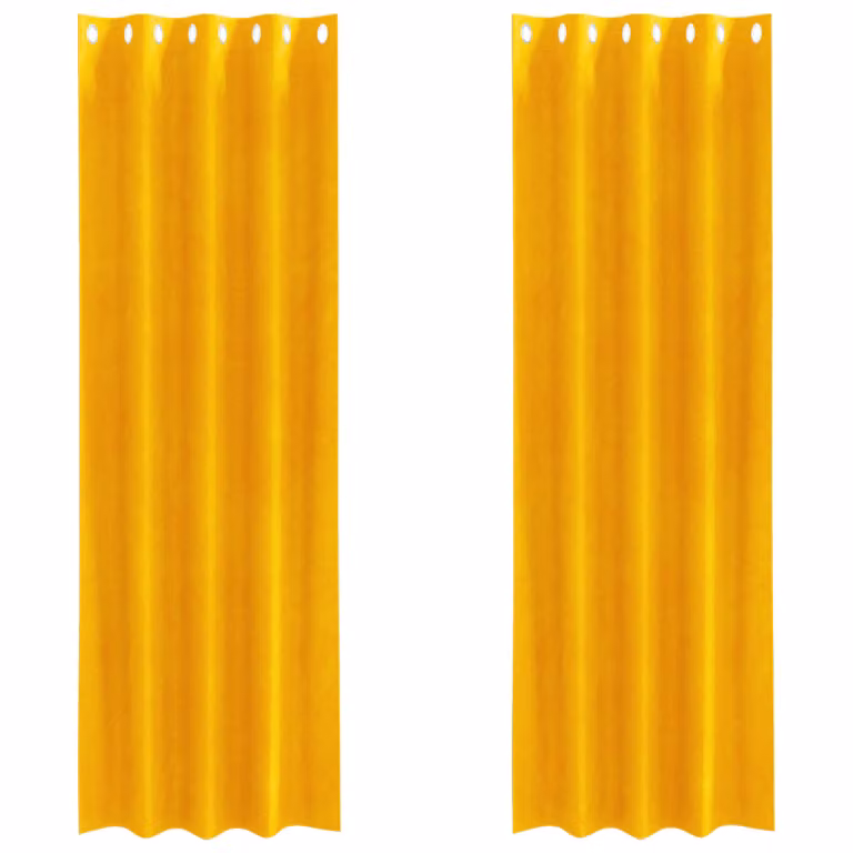 Set de 2 cortinas blackout de terciopelo vidaXL en color amarillo, An/Al: 140 x 245 cm