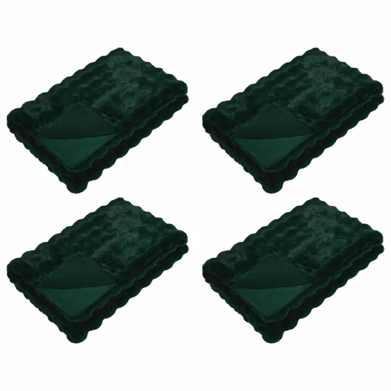 Pack de 4 mantas antideslizantes de pelo sintético Olite de vidaXL, color verde, 150 cm