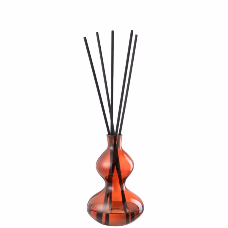 Difusor de varillas de aceite perfumado J-line en frasco de cristal rojo, An/P/Al: 16 x 15,5 x 16 cm