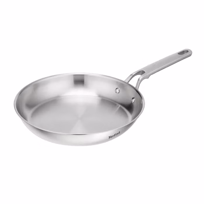 Sartén Tefal Extreme de acero inoxidable color plata, sin revestimiento, compatible con inducción, Diámetro: 24 cm