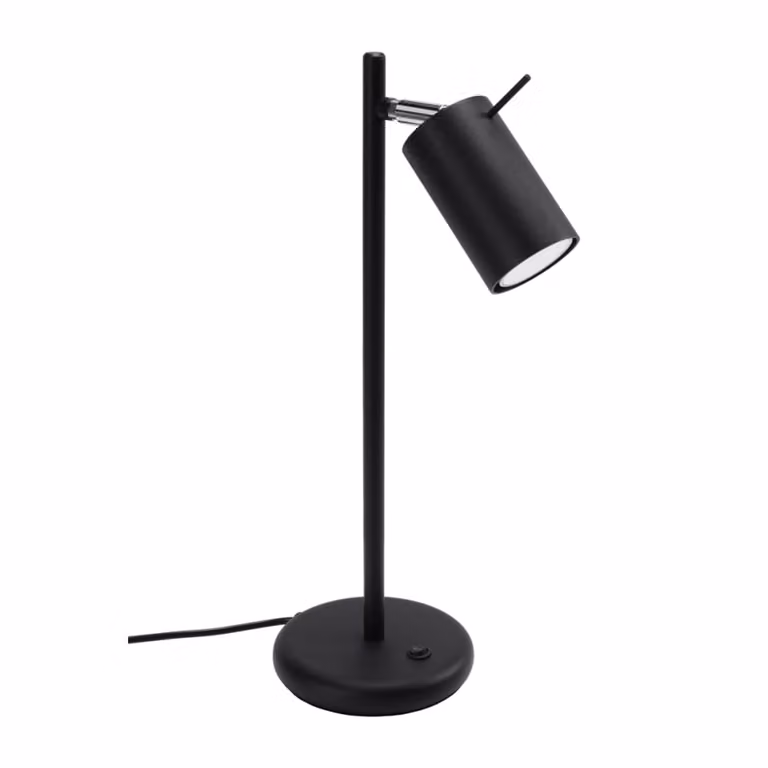 Lámpara de mesa moderna Ring de Sollux Lighting en color negro y cromo, ajustable, con base de metal y altura: 43 cm
