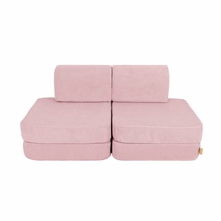 Sofá infantil MeowBaby de 4 módulos en pana fina color rosa, Ancho: 120 cm