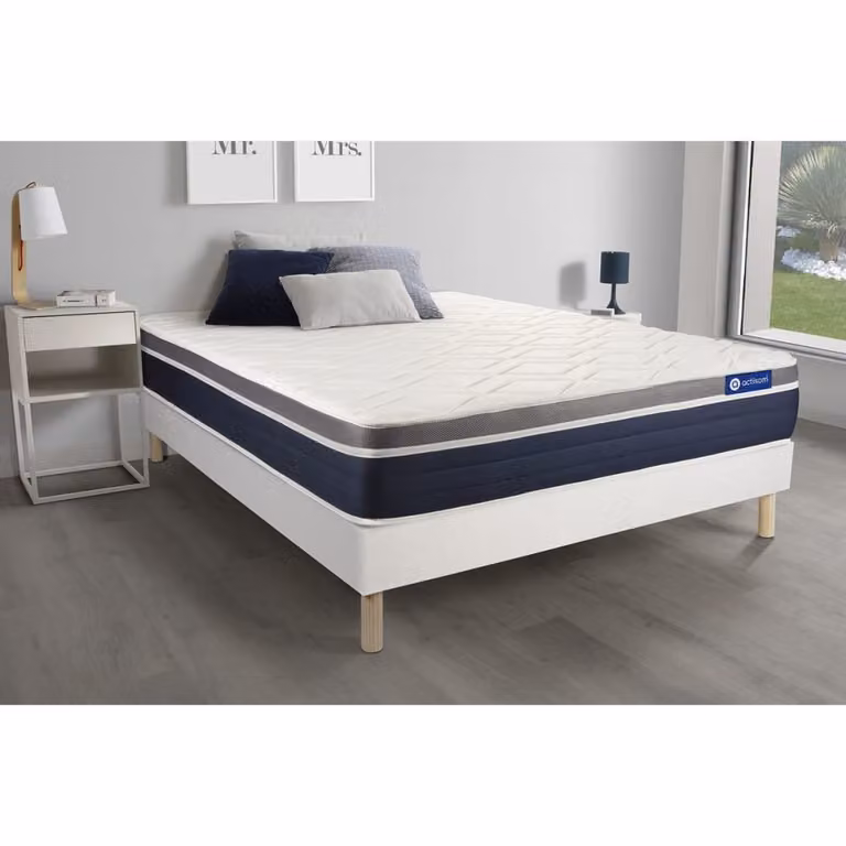 Pack de descanso ACTISOM con colchón híbrido de látex y espuma y somier blanco An/P/Al: 160 x 200 cm