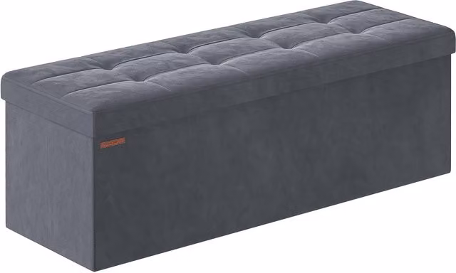 Puff de almacenaje Songmics rectangular en terciopelo gris y negro, An/P/Al: 110 x 38 x 38 cm