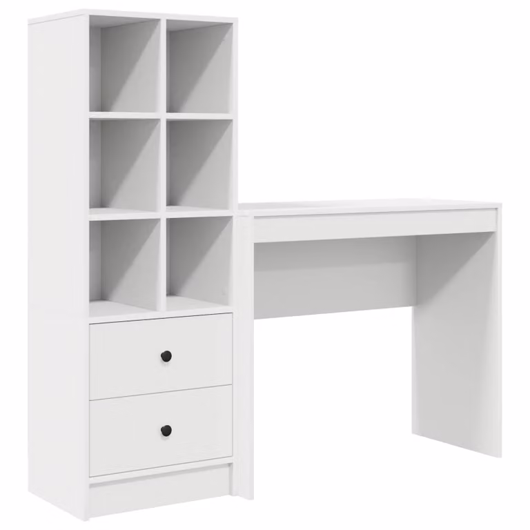 Set de 2 escritorios modernos vidaXL con estantería en madera MDF laminada, An/P/Al: 135,5 x 40 x 127 cm