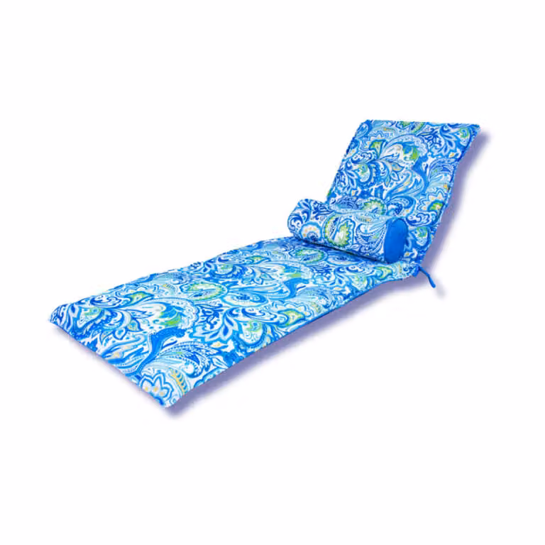 Cojín para sillón largo y bolster con estampado arabesco Deco Arts en azul y verde An/P/Al: 195 x 60 x 5 cm