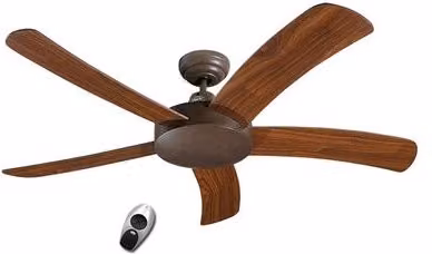 Ventilador de techo Casafan Falcetto 132 con mando a distancia, aluminio marrón y aspas color nogal