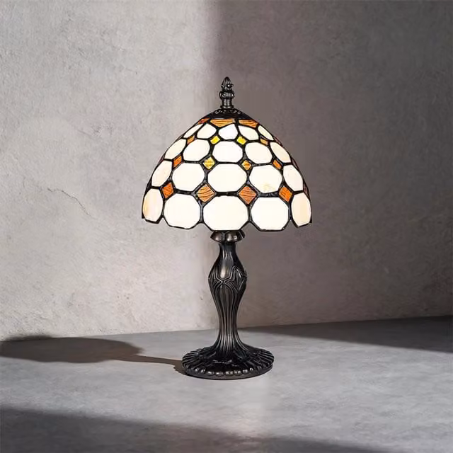 Lámpara de mesa Rabalux estilo clásico en bronce y cristal multicolor con casquillo E14
