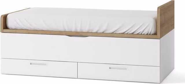 Cama nido Mio de El Corte Inglés con 2 cajones y costado derecho alto en blanco y marrón