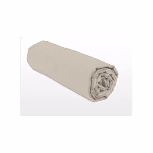 Sábana bajera ajustable Home Linge Passion de 100% algodón, 57 hilos, Color Beige, An/P: 180 x 200 cm, Altura: 25 cm